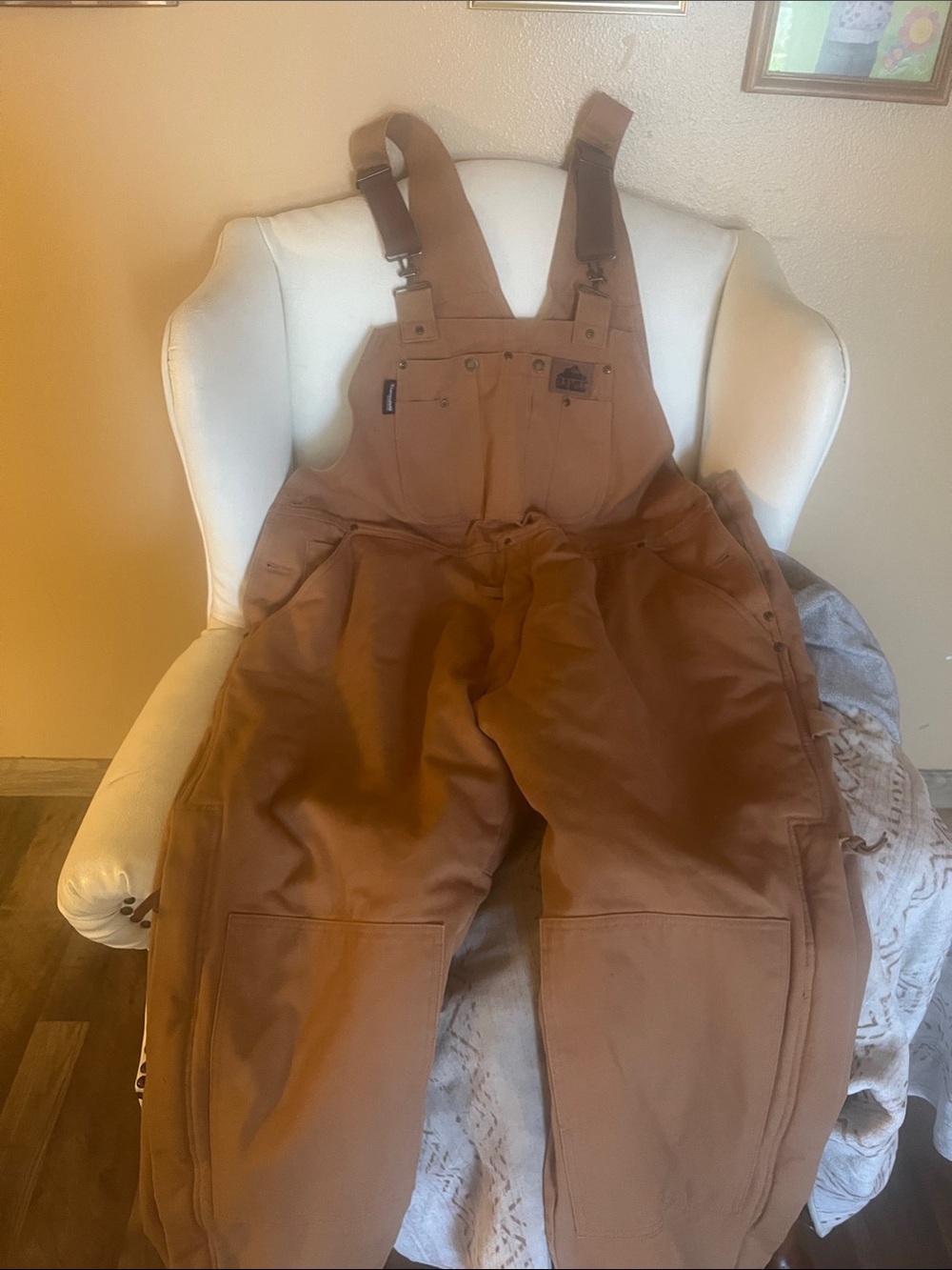 Old Mill Men's Brown Work Bib Overalls - Durable Canvas Overalls size XL
